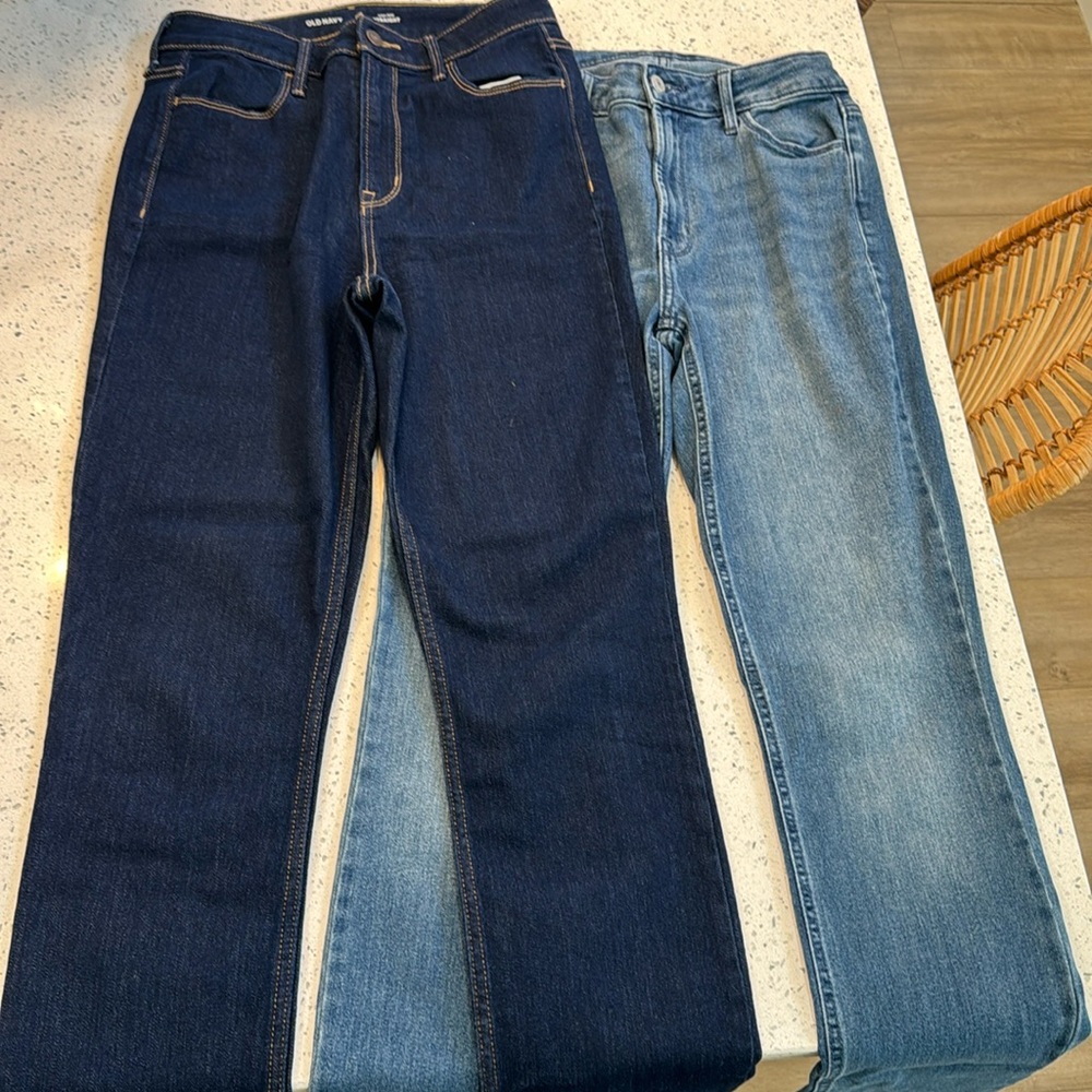 2 pair old navy jeans high rise 6 tall wow straight